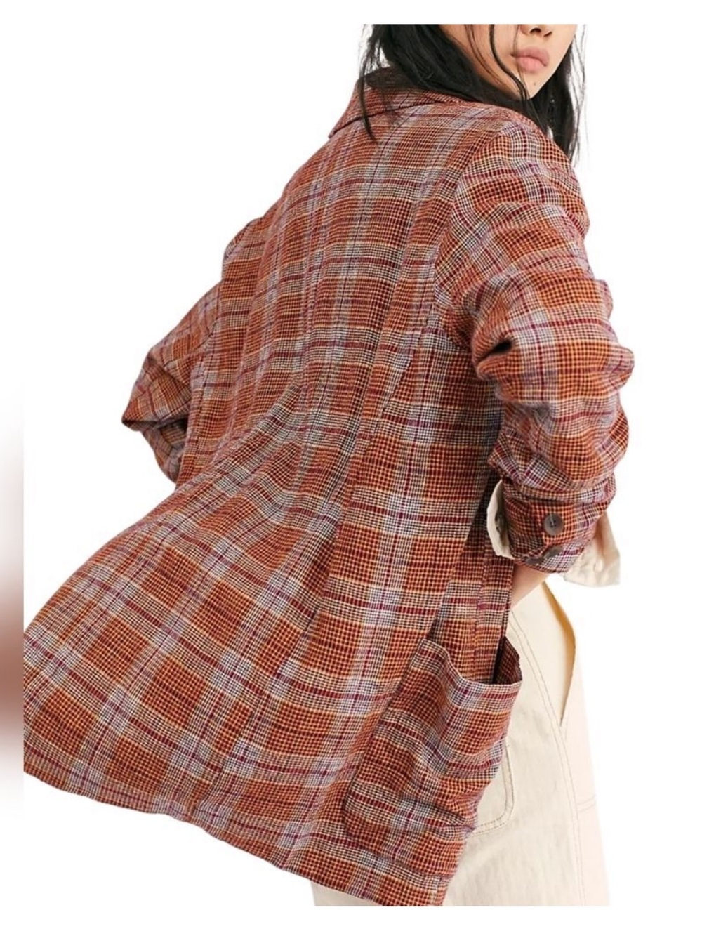 Free People Relaxed Plaid Blazer - Picture 9 of 9